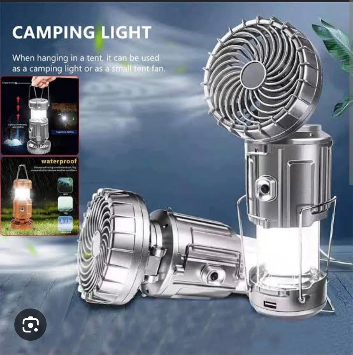 6in1 portable outdoor LED camping lantern with fan solar charge rechargeable light energy saving tent lamp flashlight